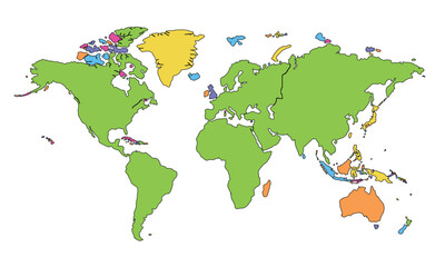 World map isolated on white background. for website layouts, background, education, precise, customizable, Travel worldwide, map silhouette backdrop, earth geography, political, reports.