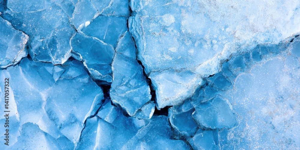 Poster The image is of a blue ice block with a rough surface