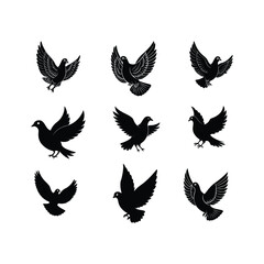 Fototapeta premium flying pigeon black Vector art illustration