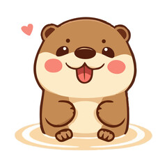 a cute lovely colourful sea otter cartoon illustration