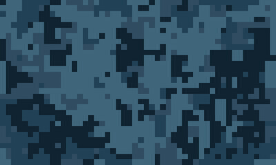 Abstract digital camouflage pattern in shades of blue.  Perfect for backgrounds, textures, or design projects needing a modern, cryptic aesthetic.