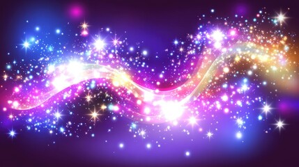 Obraz premium A vibrant display of glowing sparks and shimmering stars in a dynamic, swirling pattern.