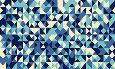 Abstract geometric mosaic.  Cooltoned triangular pattern ideal for website backgrounds, presentations, or textile designs.  Modern, stylish, and versatile, this image conveys energy and complexity.