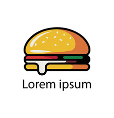Melting Cheese Burger Logo, Tasty Fast Food Icon for Restaurant, Delivery, and Snack Branding.