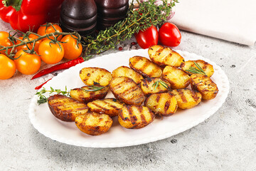 Grilled young small baby potato