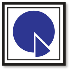 Half Pie Chart Icon, Partial Data Graphic