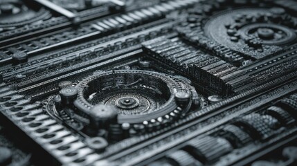 Fototapeta premium Abstract close-up of intricate mechanical system