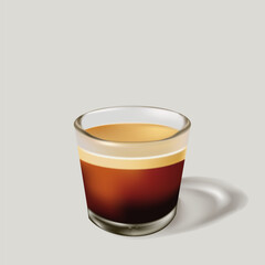 Glass coffee espresso drink on gray background for decoration
