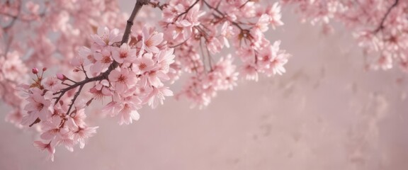 Soft pink sakura petals gently descend against a blurred, pastel backdrop  A delicate sakura tree is subtly visible ,  illustration,  abstract,  flower
