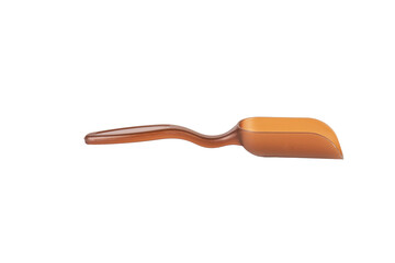 Brown plastic spoon, isolated on transparent background