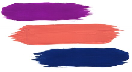 Obraz premium Three colorful paint strokes on white background creating abstract design