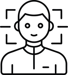Facial recognition outline icon on transparent backgroun