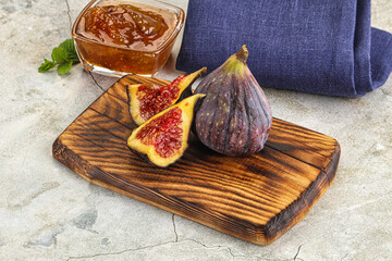 Purple ripe fig with cut