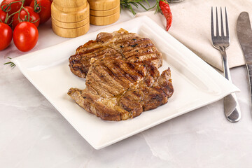Grilled pork neck sirloin steak