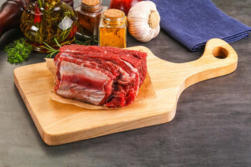 Raw beef ribs for cooking