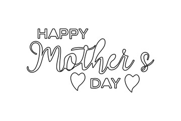 Happy mother's day one line drawing  minimalist continuous one line art vector illustration
