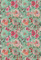 Botanical All Over Design with Soft Texture and Colors