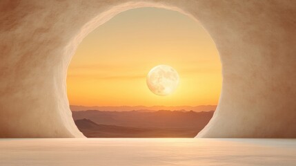 Desert cave sunrise view