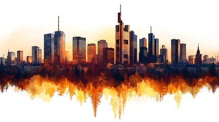 Obraz premium Vibrant eco-friendly floating wooden skyline miniature high resolution picture