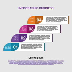 Business infographic template with 4 options, Abstract elements diagram or processes and business flat icon, Vector business template for presentation.Creative concept for infographic. Vector Eps
