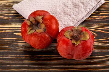Sweet fresh ripe persimmon fruit