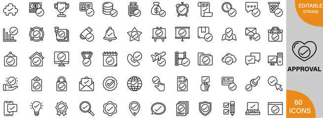 Approval, Approved, Accept icon pack | Detailed Outline | Editable Stoke 60 icon | Victor illustrator.