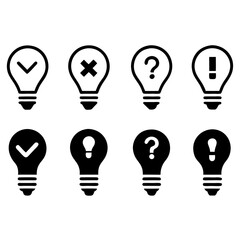 Light Bulb Icon Set Ideas Concept Design Symbols Innovation Creativity Thinking