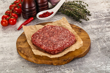 Raw beef burger cutlet for grill
