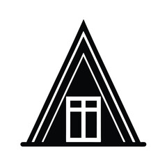Clean Black Silhouette Of A Scandinavian A Frame House