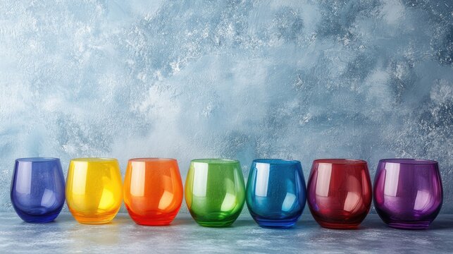 Colorful Squart collection with empty glasses waiting to be mixed