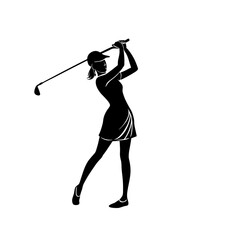 Silhouette Illustration Of A Woman Playing Golf Illustration