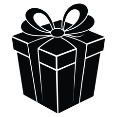 Gift box silhouette vector illustration on white background