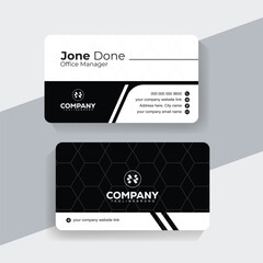 Obraz premium Black and White Business Card Template for Office Managers. Premium black and white business card design with bold typography and modern minimal style, perfect for highend branding.