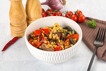 Eastern cuisine - Ptitim with beef and vegetables