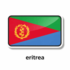 Fototapeta premium A clear digital illustration of the rectangular flag of eritrea. Below the flag, the word 