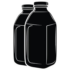 Bottle of milk silhouette vector on white background
