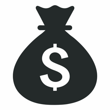 money bag icon with doller sign silhouette
