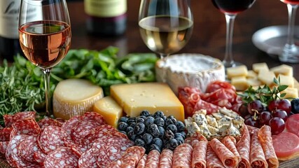 A Delicious Charcuterie Board with Wine