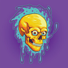 Melting Gold Skull Illustration