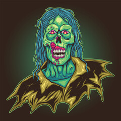 Scary Zombie Cartoon Illustration