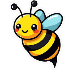 Cute Cartoon Bee with Smile and Wings  