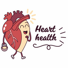 Healthy Cartoon Heart Lifting Weights For Cardiovascular Exercise And Well Being
