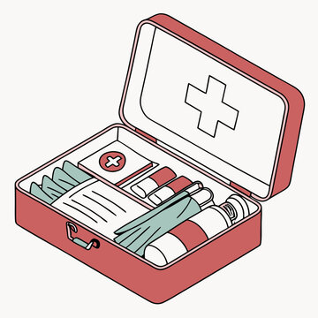 red first aid kit open clip art preview