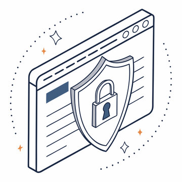 Secure Website Security Protection Vector Illustration With Padlock And Shield