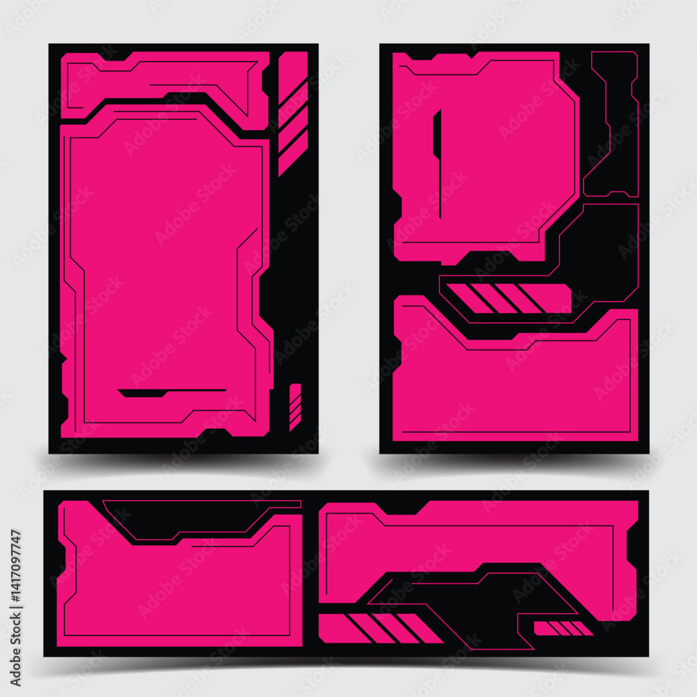 Wall mural y2k 2000s scifi cyberpunk retro-futuristic layout template set dashboard for ux-ui application, 2d v