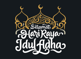 Selamat hari raya idul adha lettering vector illustration