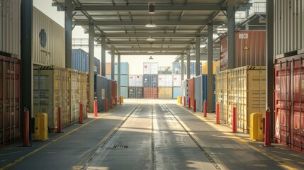 A container inspection area with security protocols in place