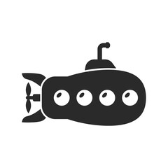 Submarine icon in flat style. Bathyscaphe vector illustration on isolated background. Underwater transport sign business concept.