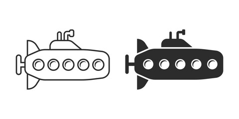Submarine icon in flat style. Bathyscaphe vector illustration on isolated background. Underwater transport sign business concept.