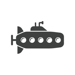 Submarine icon in flat style. Bathyscaphe vector illustration on isolated background. Underwater transport sign business concept.